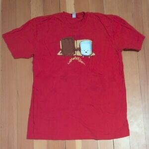 Red Graphic Tee with Marshmallow Print